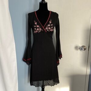 Zinc Black Dress with Pink Floral Accents